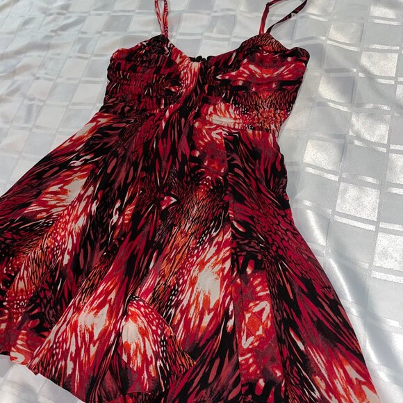 Red chiffon party mini dress 6 - Picture 2 of 16